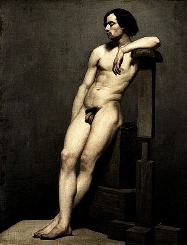 Academic painting. Male nudity