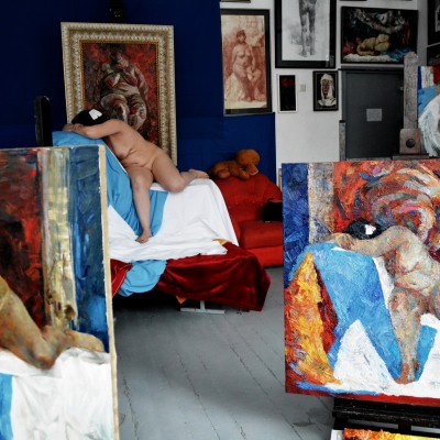 Work in the studio. Painting and drawing. December 2016