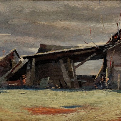 "Maramureș" by Anatol Ghimpu, 2000, 420x840mm, ulei pe pânză