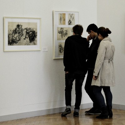 Visiting the exhibition of Leonid Grigorașenco and Valentina Rusu-Ciobanu