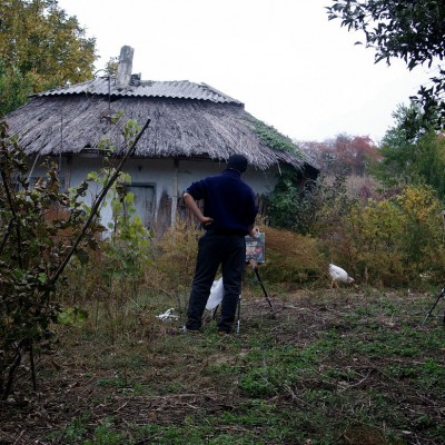 Осенний пленэр. IX класс - первые этюды маслом. Октябрь 2013