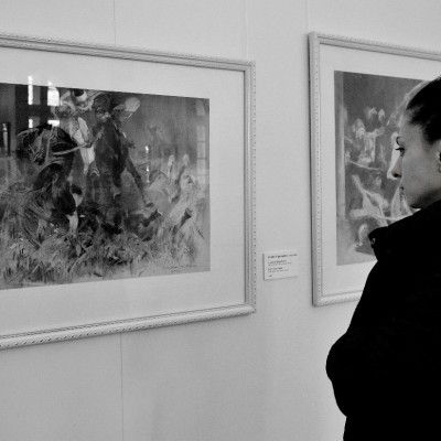 Oxana Țip at Visiting the exhibition of Leonid Grigorașenco and Valentina Rusu-Ciobanu