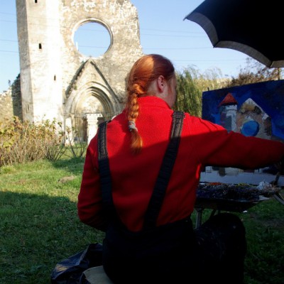 Teachers from the Academic Lyceum of Fine Arts at pleinair, Romania. October 2014