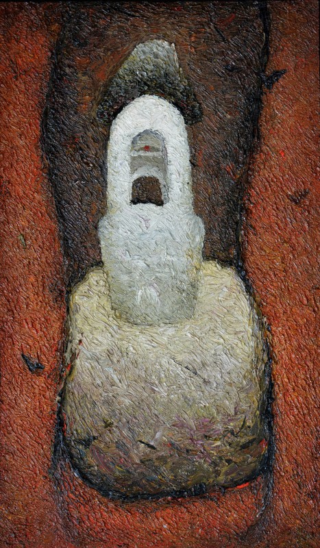 "Lucrarea de diplomă „Clopotnița’’" by Adrian Obleac, 2000, 1008x630mm, oil on canvas