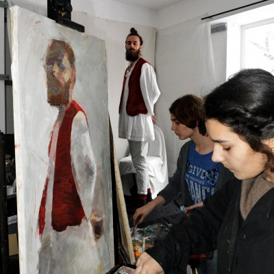 Work in the studio. Painting and drawing. December 2016