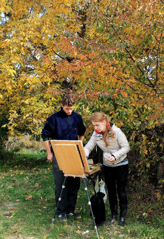 Александра Cлапатиуc at Осенний пленэр. IX класс - первые этюды маслом. Октябрь 2013