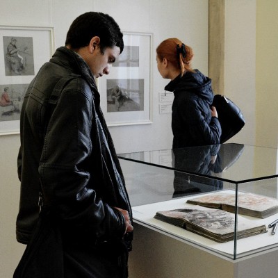 Visiting the exhibition of Leonid Grigorașenco and Valentina Rusu-Ciobanu