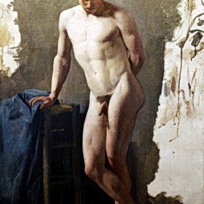 Academic painting. Male nudity