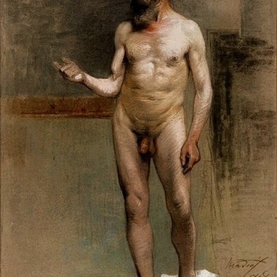 Academic painting. Male nudity