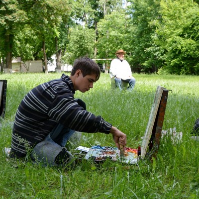 ... the start of the summer pleinair / 8th, 10th and 11th grade. /