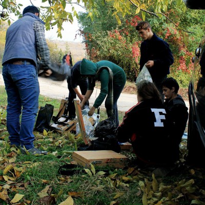 Осенний пленэр. IX класс - первые этюды маслом. Октябрь 2013