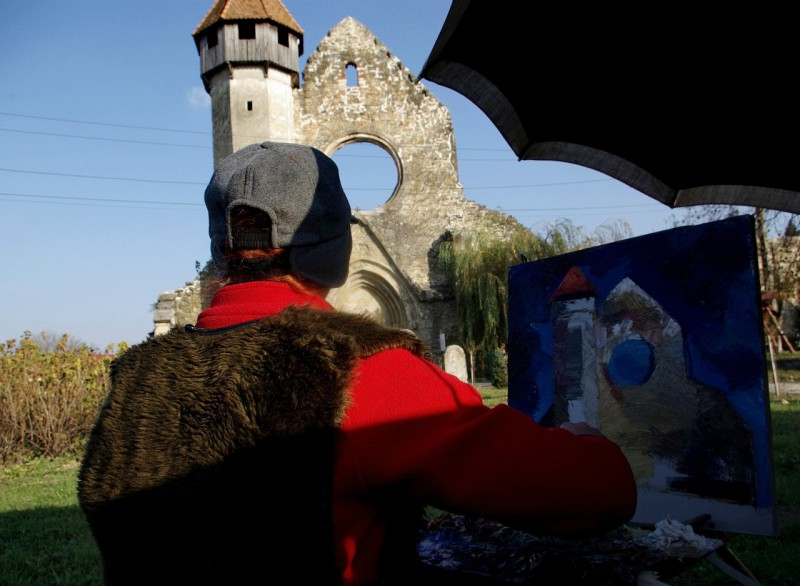 Teachers from the Academic Lyceum of Fine Arts at pleinair, Romania. October 2014