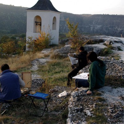 Осенний пленэр. IX класс - первые этюды маслом. Октябрь 2013