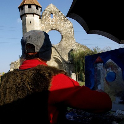 Teachers from the Academic Lyceum of Fine Arts at pleinair, Romania. October 2014